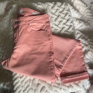 Jessica Simpson‎ Rolled Crop Skinny Jeans salmon Pink Denim Casual Size